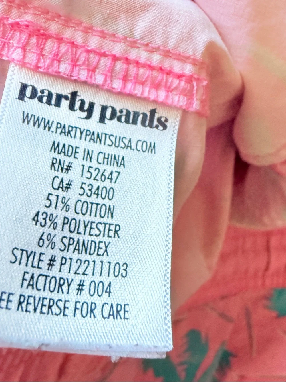Party Pants Men’s Pink Tropical Palm Print 5” Swim Shorts, S